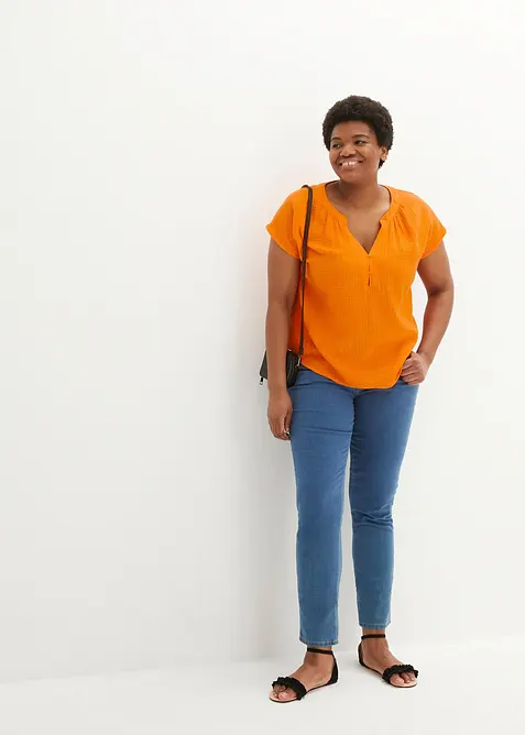 Blusetopp av musselin i 100% bomull, bonprix