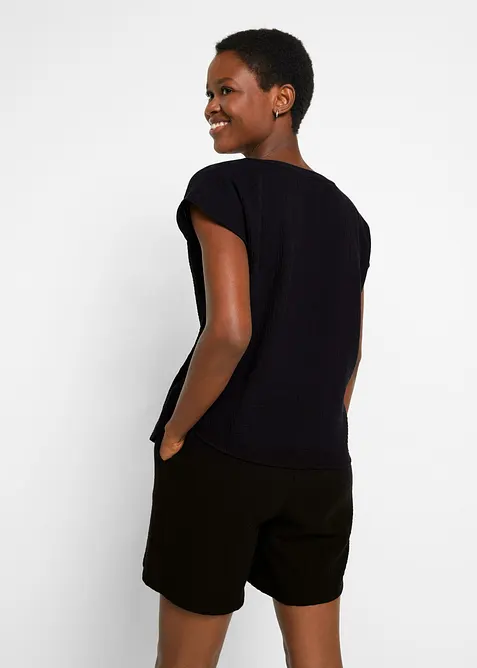 Kortermet bluse i 100% bomullsmusselin, bonprix