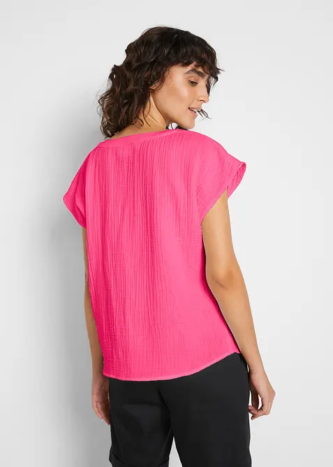 Kortermet bluse i 100% bomullsmusselin, bonprix
