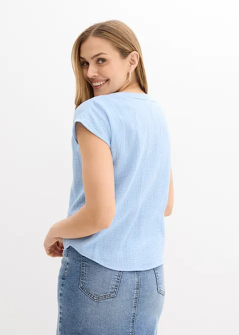 Kortermet bluse i 100% bomullsmusselin, bonprix