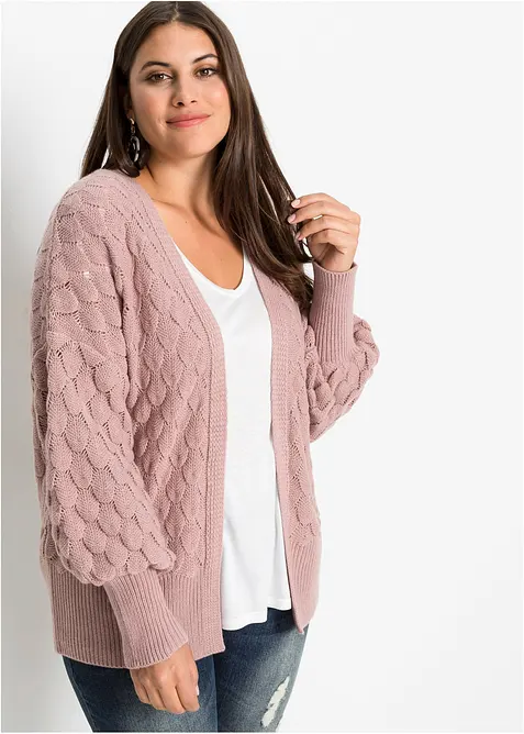 Cardigan med hullm&oslash;nster, bonprix