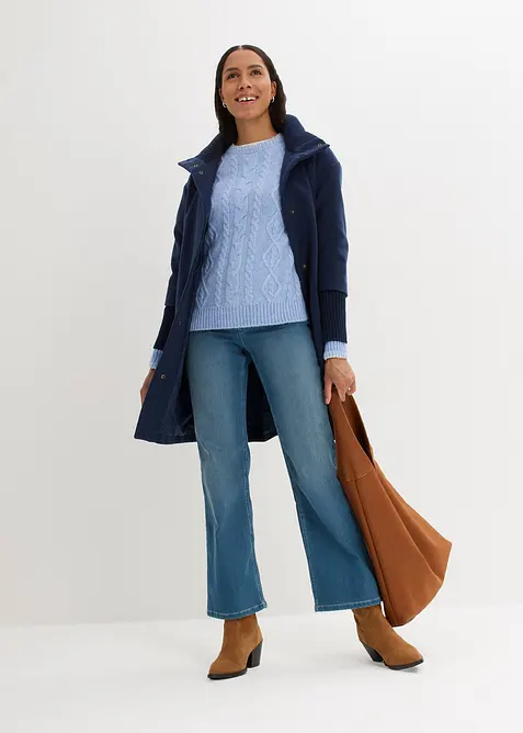 Grovstrikket genser med flettem&oslash;nster, bonprix