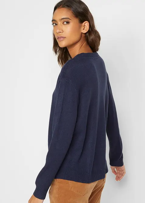 Strikket genser med rund hals, bonprix