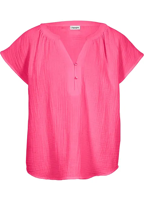 Kortermet bluse i 100% bomullsmusselin, bonprix