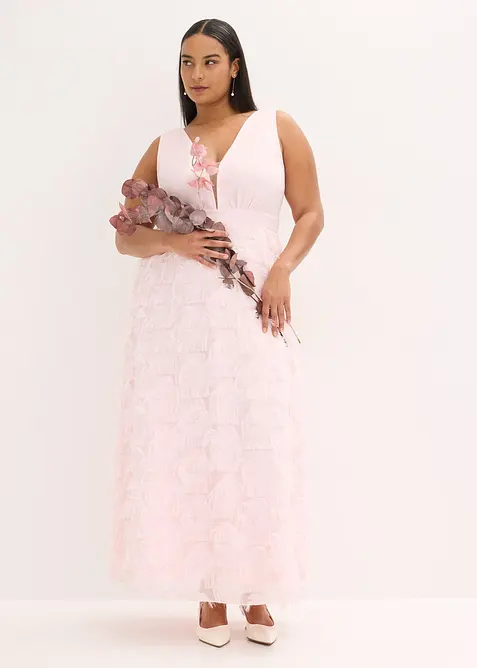 Selskapskjole i rysjedetaljer, bonprix