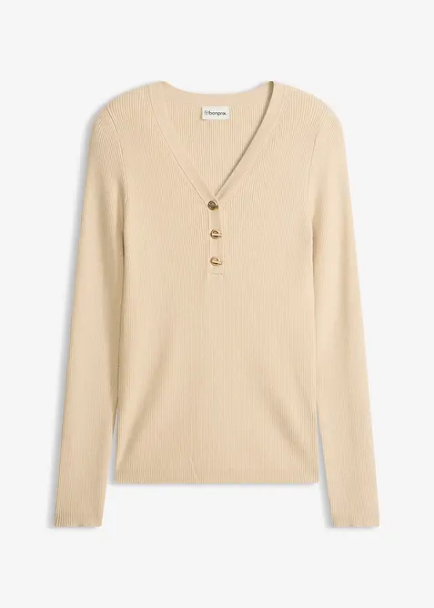 Genser i ribbestrikk med viskose, bonprix