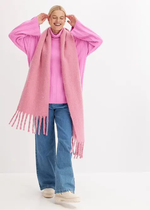 Ribbestrikket genser med h&oslash;y hals, bonprix