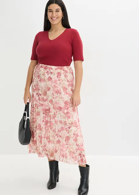 Kortermet, ribbestrikket genser med viskose, bonprix