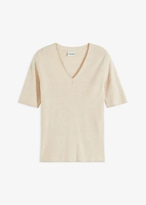 Kortermet, ribbestrikket genser med viskose, bonprix