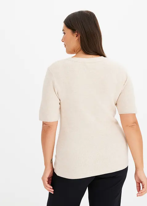 Kortermet, ribbestrikket genser med viskose, bonprix