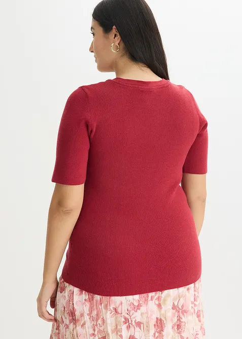 Kortermet, ribbestrikket genser med viskose, bonprix