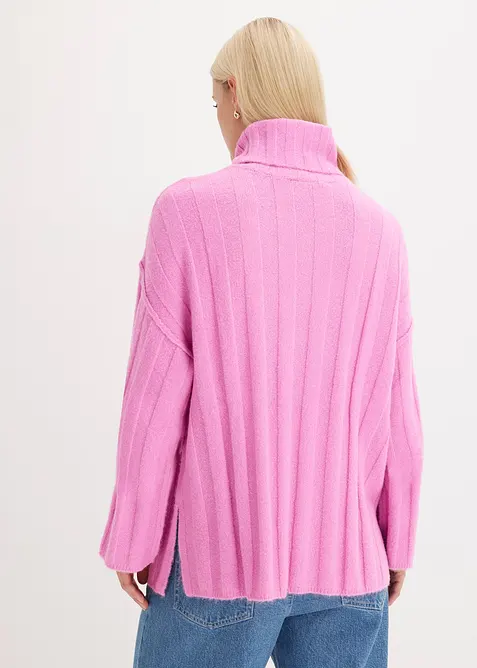 Ribbestrikket genser med h&oslash;y hals, bonprix