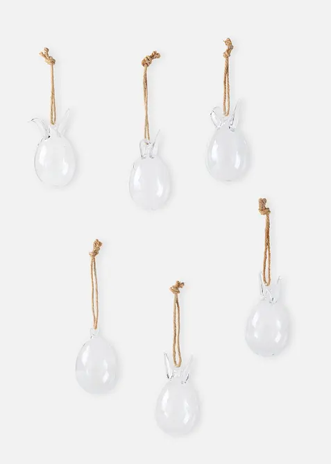 Hengende glasspynt -Harer- (6-pack), bonprix