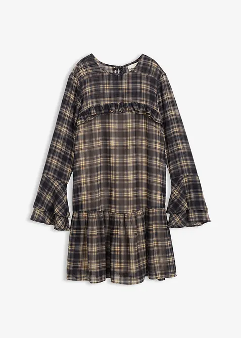 Chiffonkjole med volanger, bonprix