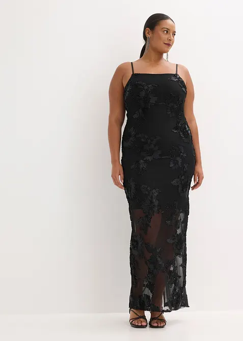 Maxikjole med blomsterbroderi, bonprix