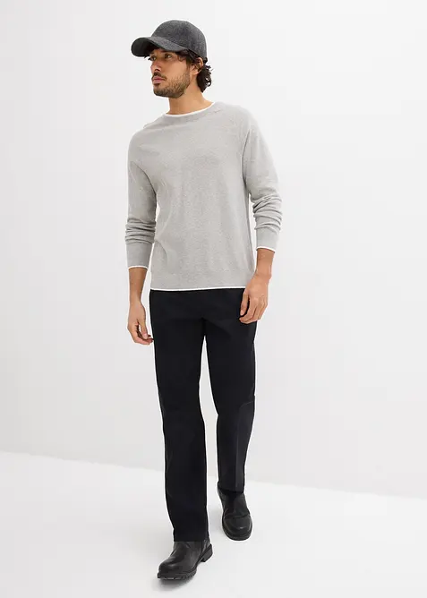 Finstrikket genser med dobbel krage, bonprix