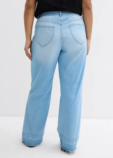 Wide Leg-jeans Mid Waist, bomull, bonprix