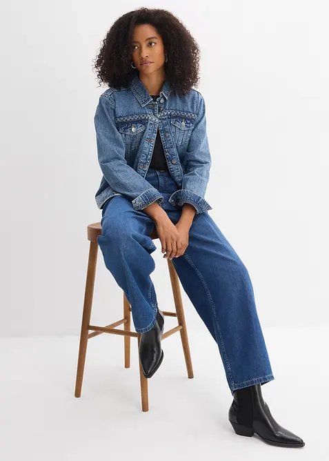 Denimjakke med fletting, bonprix