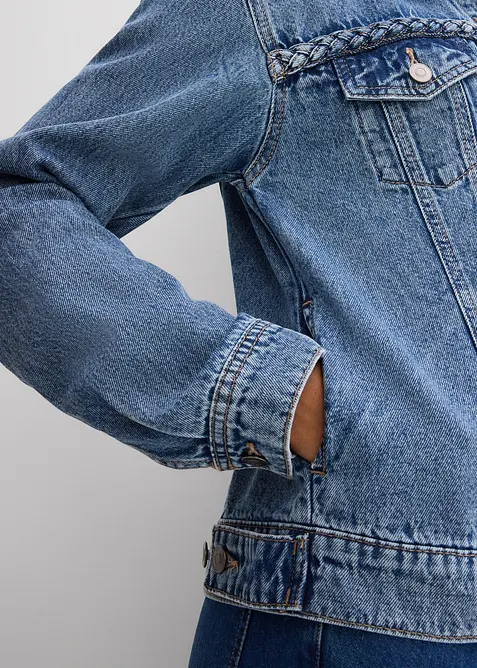 Denimjakke med fletting, bonprix