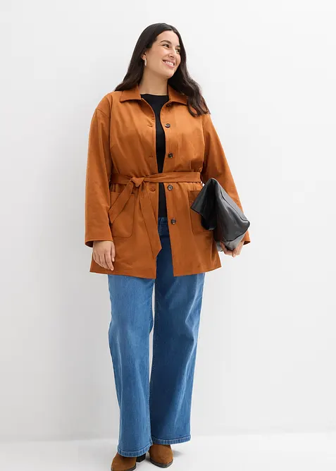 Kort k&aring;pe med belte av imitert semsket skinn, bonprix