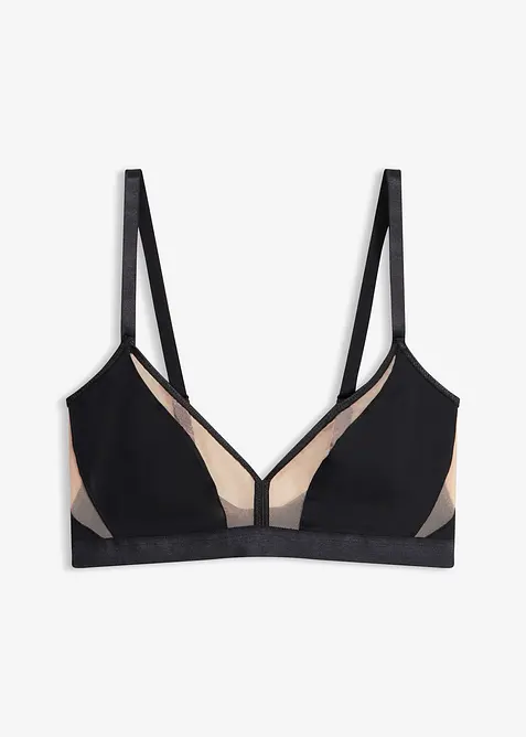 Bralette uten b&oslash;yle med transparente innfellinger, bonprix