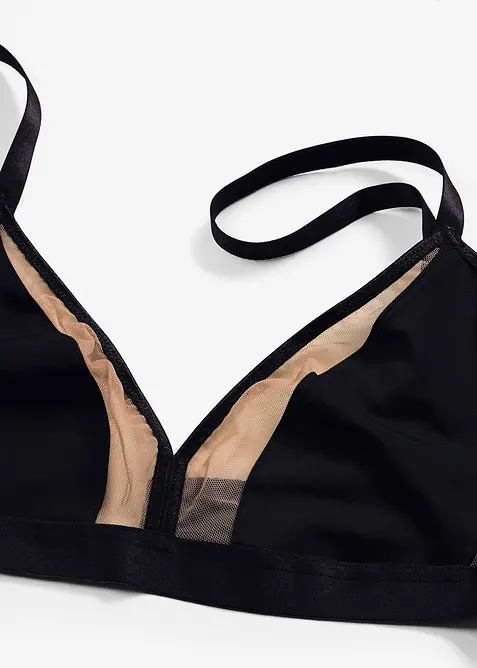 Bralette uten b&oslash;yle med transparente innfellinger, bonprix