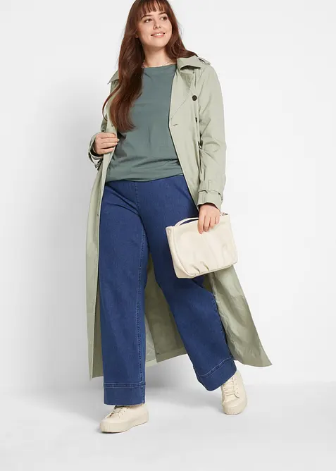 Lang, langermet topp med rund hals (5-pack), bonprix