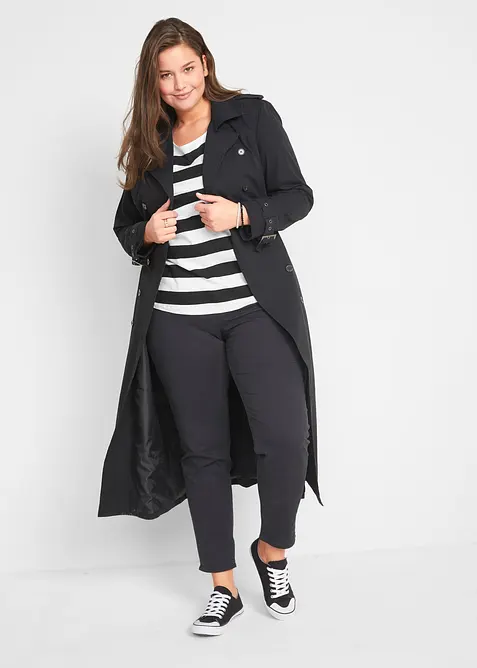 Lang trenchcoat med belte, bonprix