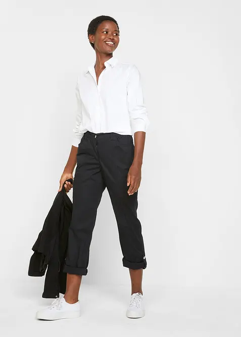 Jakke i bomullstwill med stretchinnfellinger i siden, bonprix