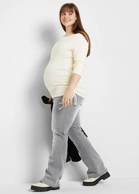 Jakke i bomullstwill med stretchinnfellinger i siden, bonprix