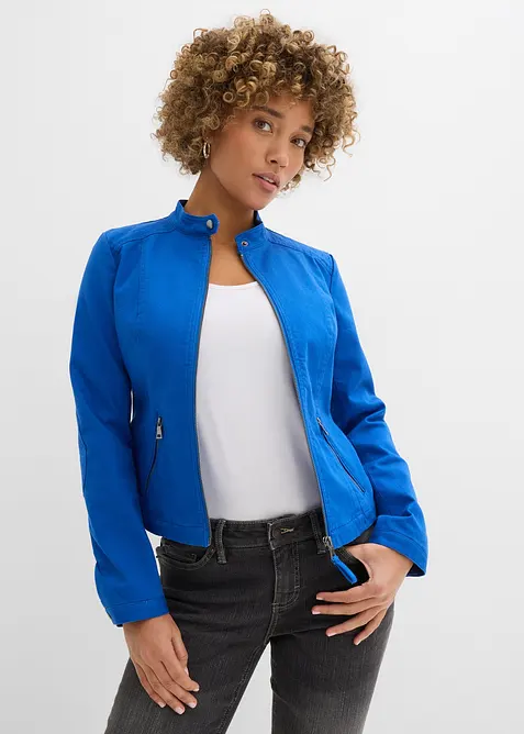 Jakke i bomullstwill med stretchinnfellinger i siden, bonprix