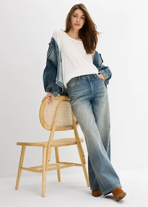 Trikotbluse i 100% &oslash;kologisk bomull, bonprix