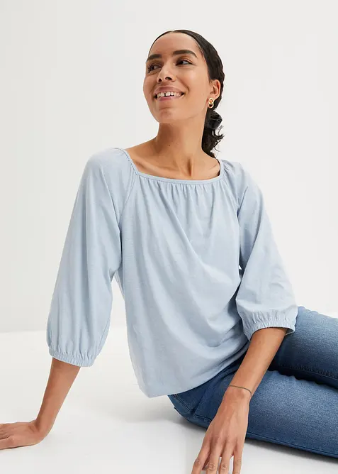 Trikotbluse i 100% &oslash;kologisk bomull, bonprix