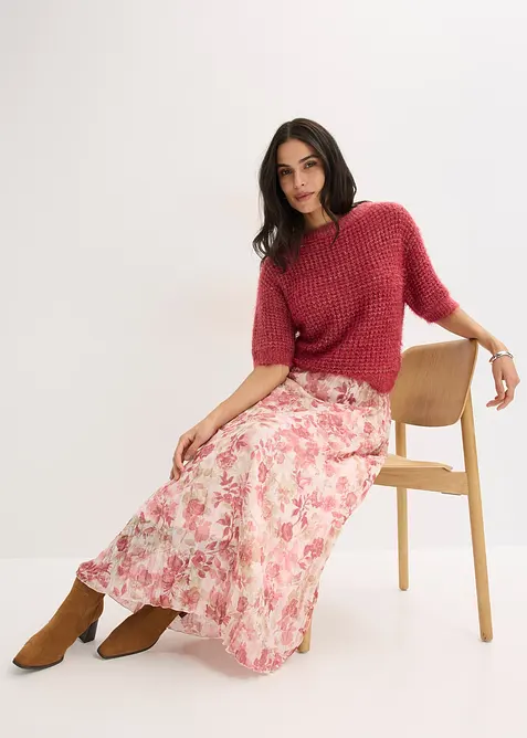 Krinklet skj&oslash;rt i chiffon, bonprix