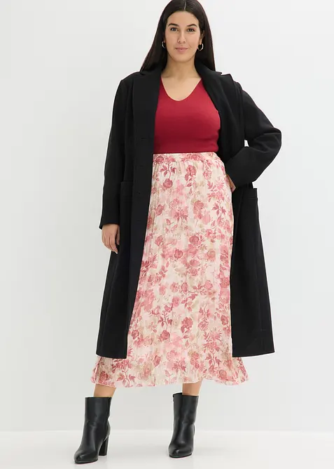 Krinklet skj&oslash;rt i chiffon, bonprix