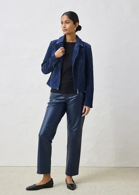 Bikerjakke i semsket skinn, bonprix