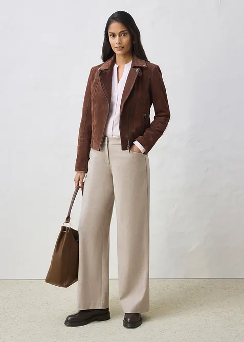 Bikerjakke i semsket skinn, bonprix