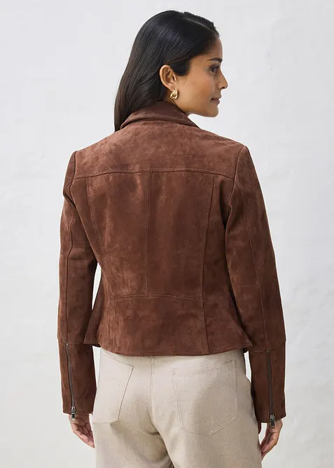 Bikerjakke i semsket skinn, bonprix