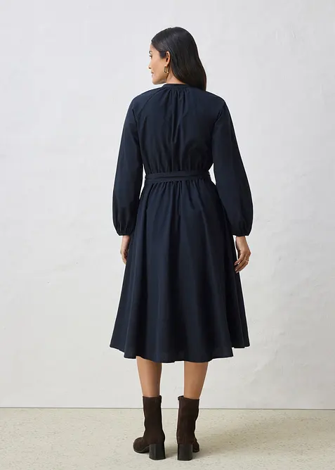 Skjortekjole med silke og belte, bonprix