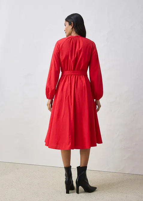 Skjortekjole med silke og belte, bonprix