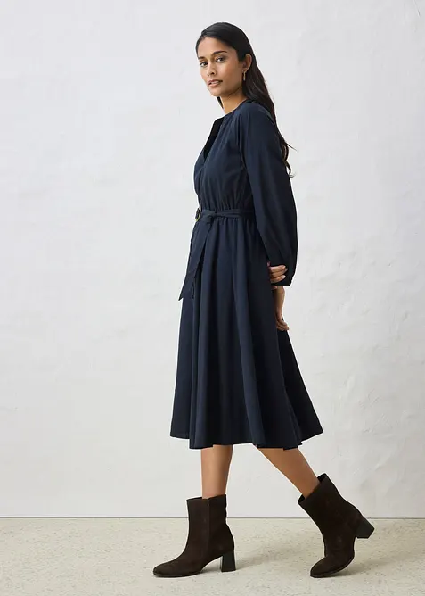 Skjortekjole med silke og belte, bonprix