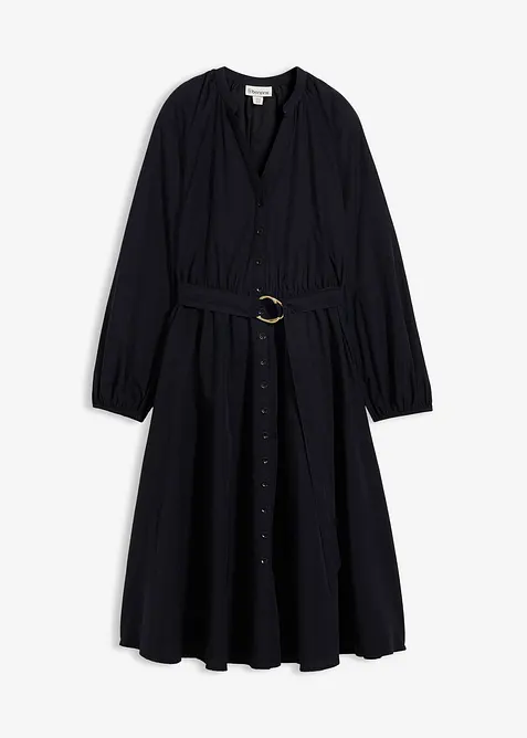 Skjortekjole med silke og belte, bonprix