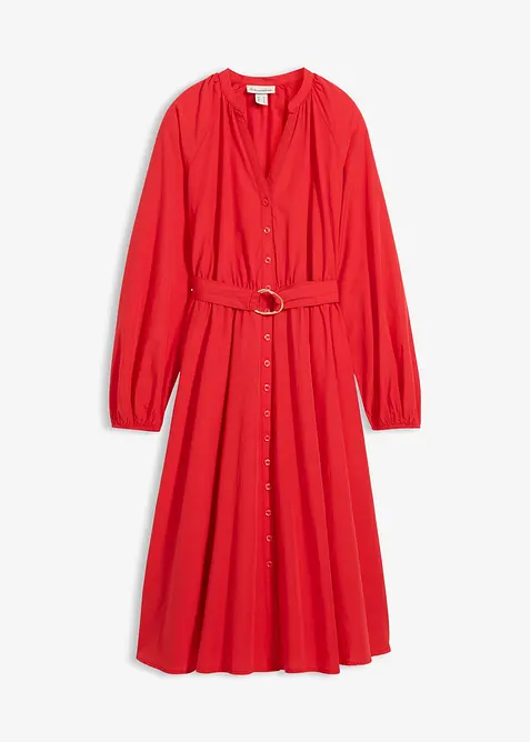 Skjortekjole med silke og belte, bonprix