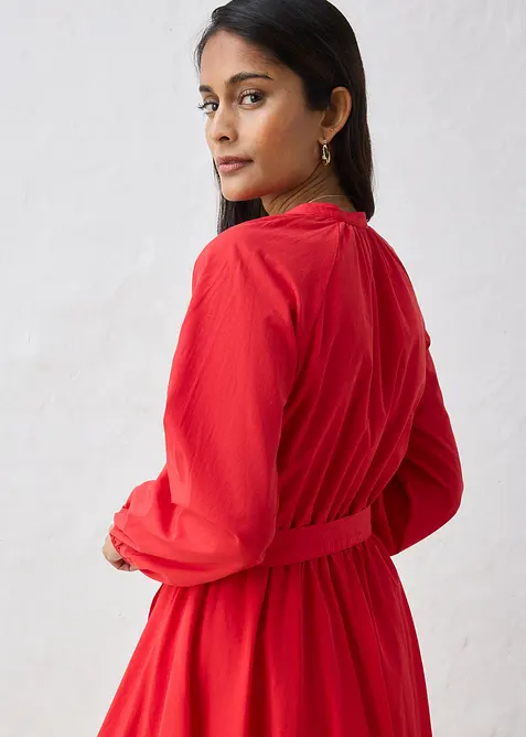 Skjortekjole med silke og belte, bonprix