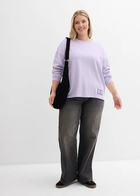 Sweatshirt i bomullsmiks med lengre bakstykke enn forstykke, bonprix