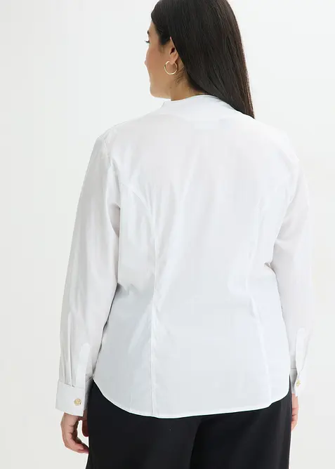 Lett transparent poplinbluse med elegant krage og stretch, bonprix