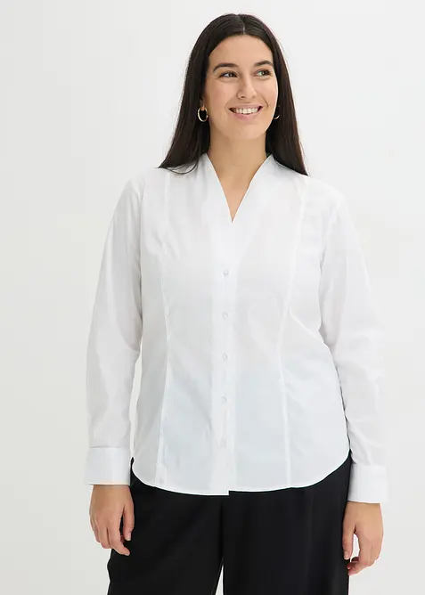 Lett transparent poplinbluse med elegant krage og stretch, bonprix