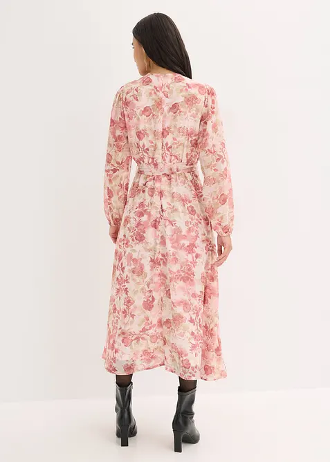 Chiffonkjole med knyteb&aring;nd (2-delt sett), bonprix