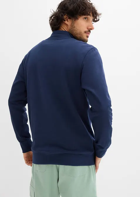 Sweatshirt i 100% &oslash;kologisk bomull med knappestolpe, bonprix