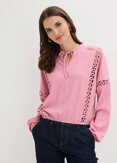 Langermet topp i strukturert krepp, bonprix